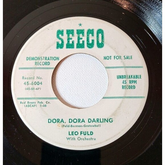 Leo Fuld 45 RPM - The Hora Dance / Dora Dora Darling - Seeco Promo VG Pop '58 - Picture 2 of 2